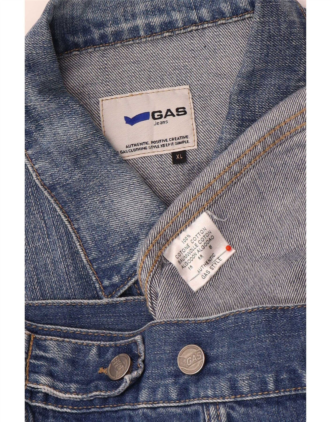 Jaqueta jeans masculina Gas UK 42 XL algodão azul