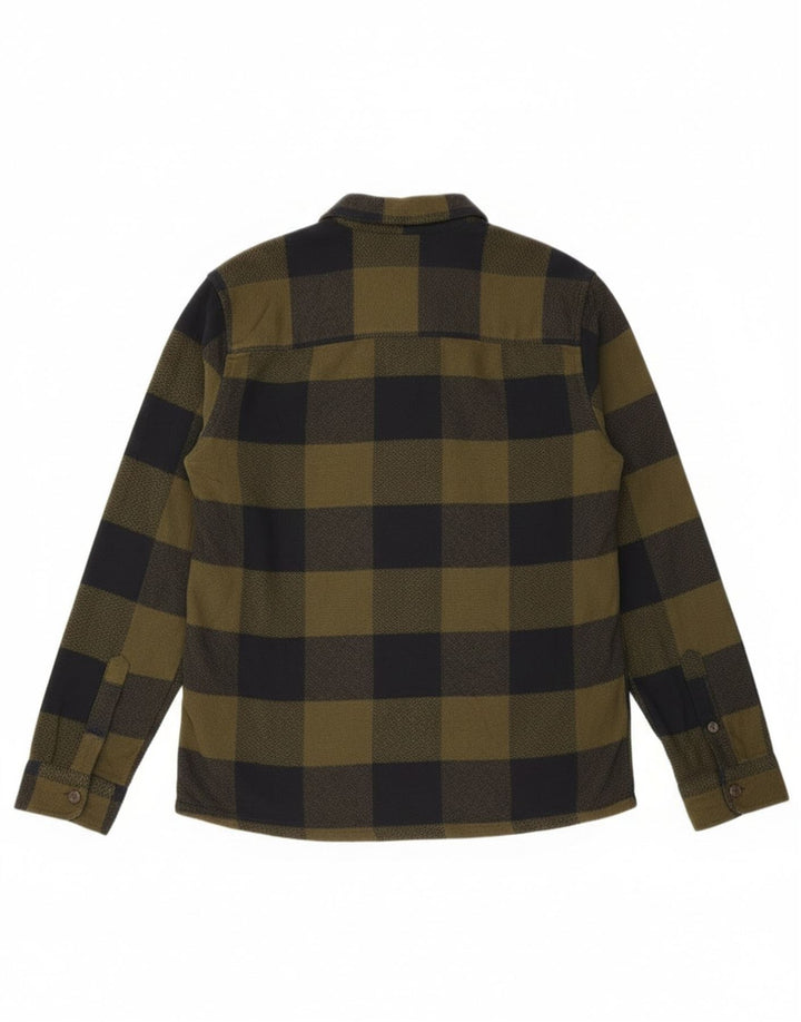 Camisa masculina de flanela Only & Sons, camisa média cáqui xadrez de algodão