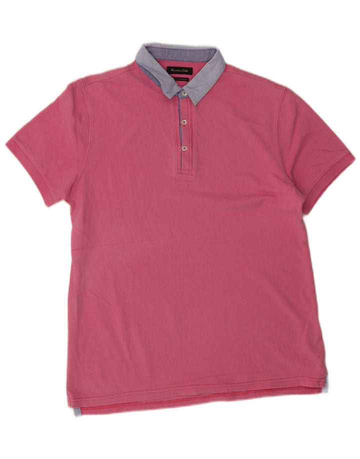 Camisa polo masculina de rugby Massimo Dutti algodão rosa médio