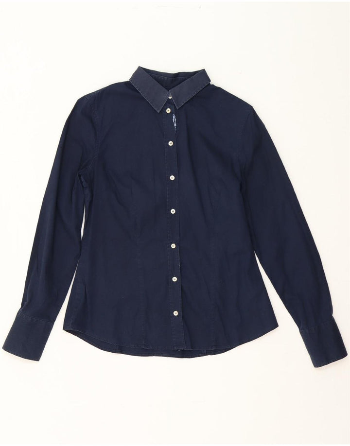 TRUSSARDI JEANS Womens Shirt IT 44 Medium Navy Blue Cotton Vintage Trussardi Jeans and Second-Hand Trussardi Jeans from Messina Hembry 