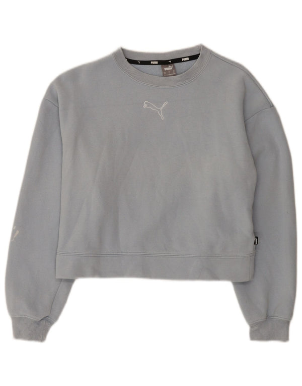 Puma Womens Crop Loose Fit Moletom Jumper UK 6 XS Azul Algodão