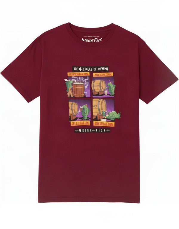 Camiseta gráfica masculina Weird Fish Top XL algodão Borgonha