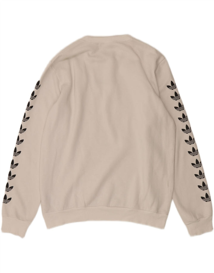 ADIDAS Mens Graphic Sweatshirt Jumper Médio Algodão Branco