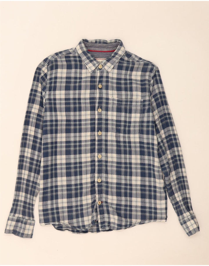 Camisa masculina FAT FACE média azul marinho xadrez algodão