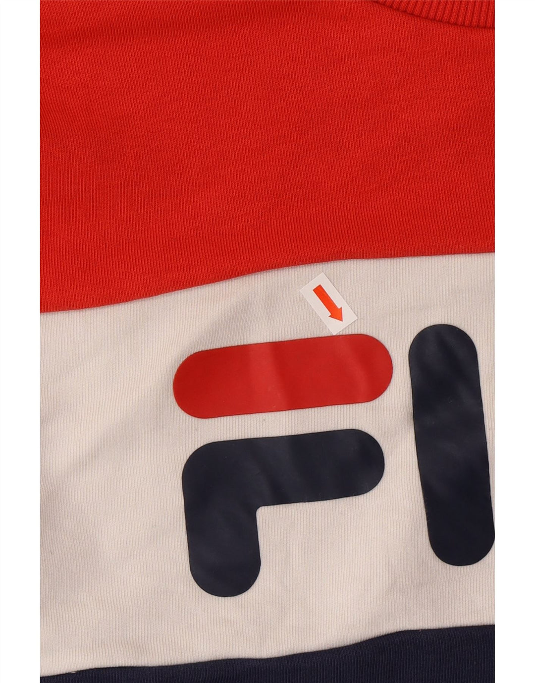 FILA feminino gráfico moletom jumper UK 14 médio azul marinho colorblock