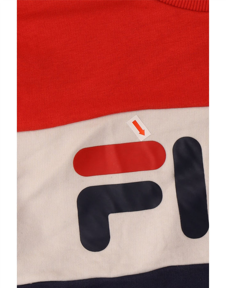 FILA feminino gráfico moletom jumper UK 14 médio azul marinho colorblock