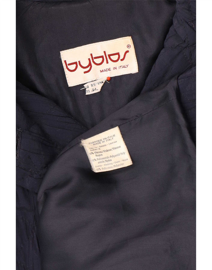 Sobretudo feminino acolchoado com peito duplo Byblos UK 20 2XL azul marinho viscose