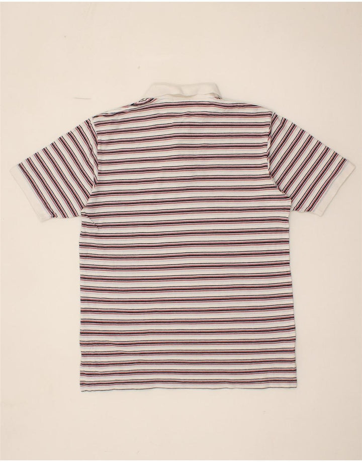 DACK'S Mens Polo Shirt XL White Striped Cotton Vintage Dack's and Second-Hand Dack's from Messina Hembry 