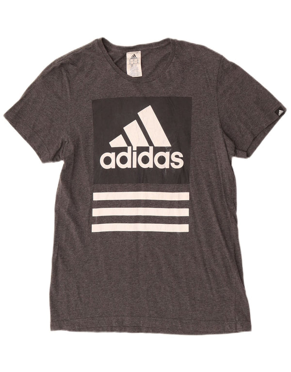 Camiseta masculina Adidas Graphic Top cinza médio algodão manchado
