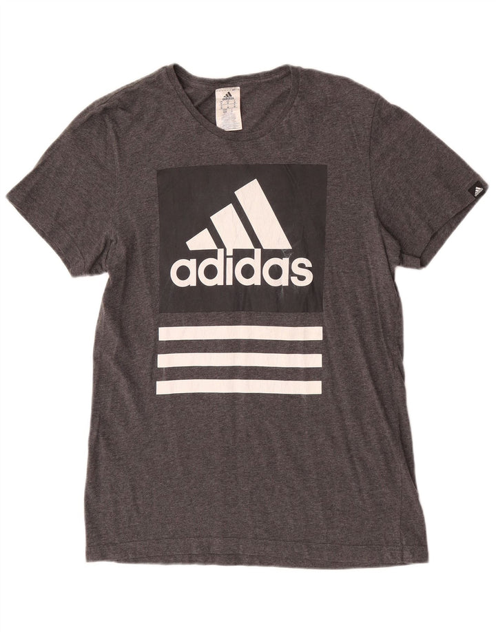Camiseta masculina Adidas Graphic Top cinza médio algodão manchado