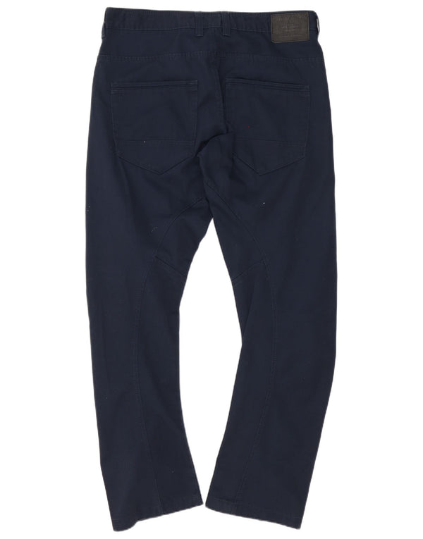 Calça casual masculina anti-ajuste Jack & Jones W36 L34 algodão azul marinho