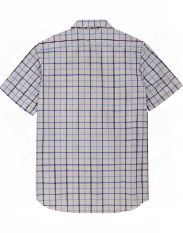 Camisa masculina de manga curta Tommy Hilfiger, algodão xadrez branco médio
