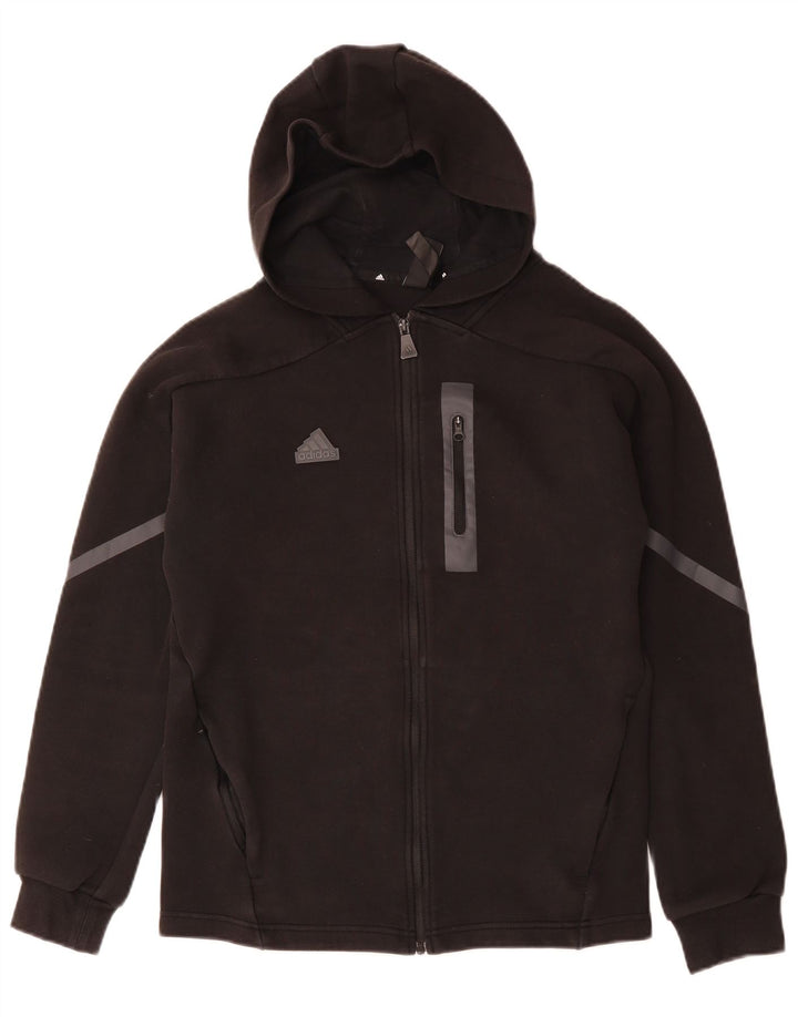 ADIDAS Mens Zip Hoodie Sweater Pequeno Preto