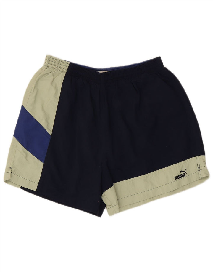 Shorts esportivos masculinos PUMA XL azul marinho colorblock