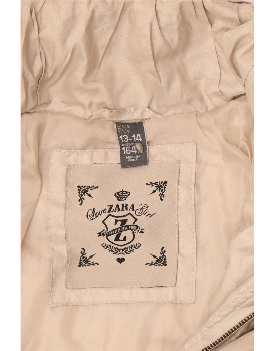 Casaco acolchoado com capuz Zara Girls 13-14 anos Bege