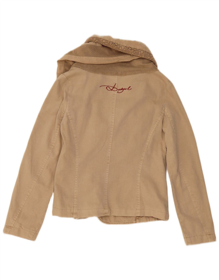 Jaqueta bomber feminina Desigual EU 36 algodão colorblock bege pequeno