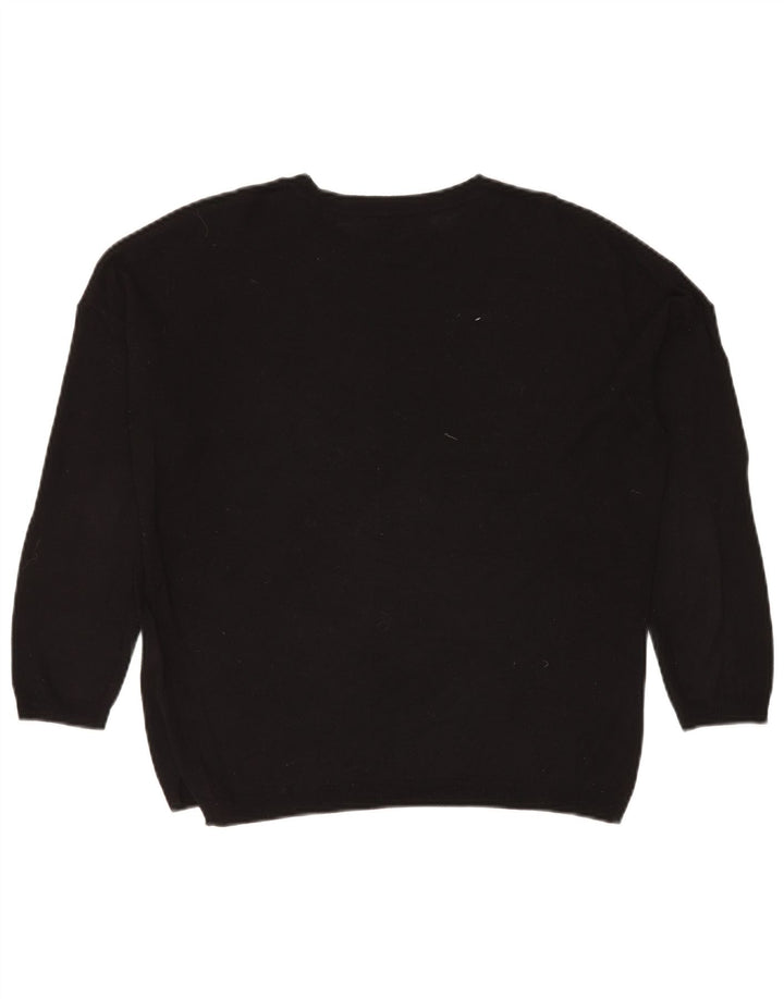 Suéter feminino Marks & Spencer com gola redonda Reino Unido 14 médio preto