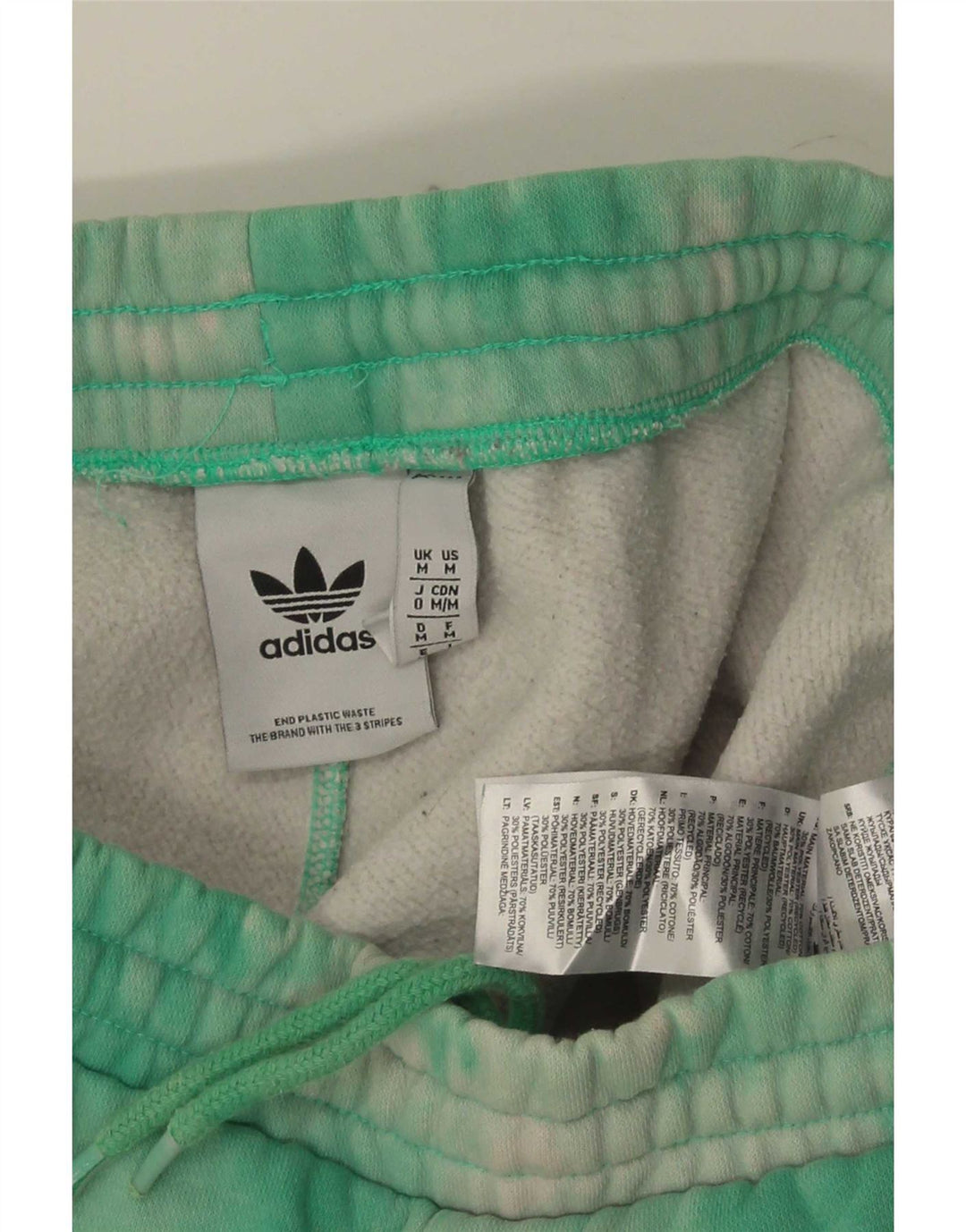 Adidas Mens Sport Shorts Médio Verde Tie Dye Algodão