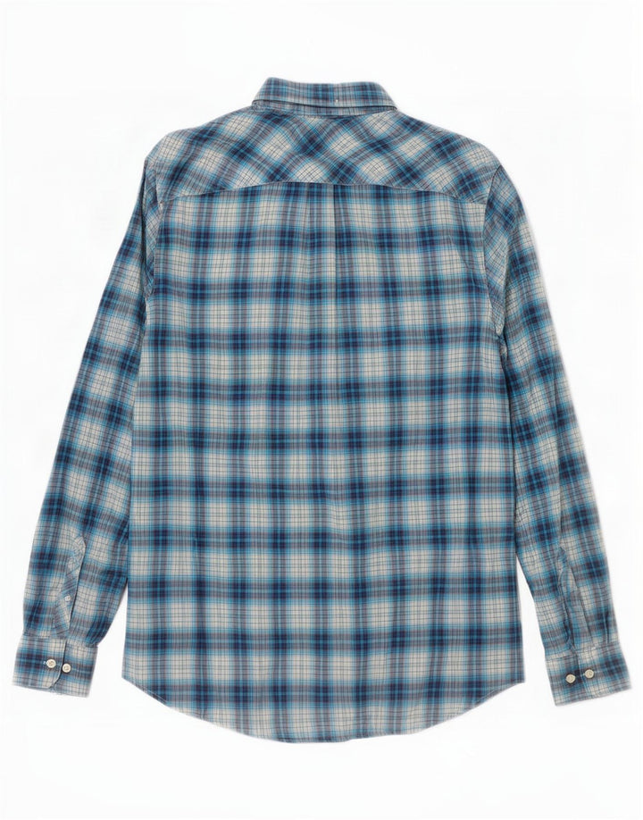 Camisa masculina de flanela Tommy Hilfiger algodão xadrez azul médio