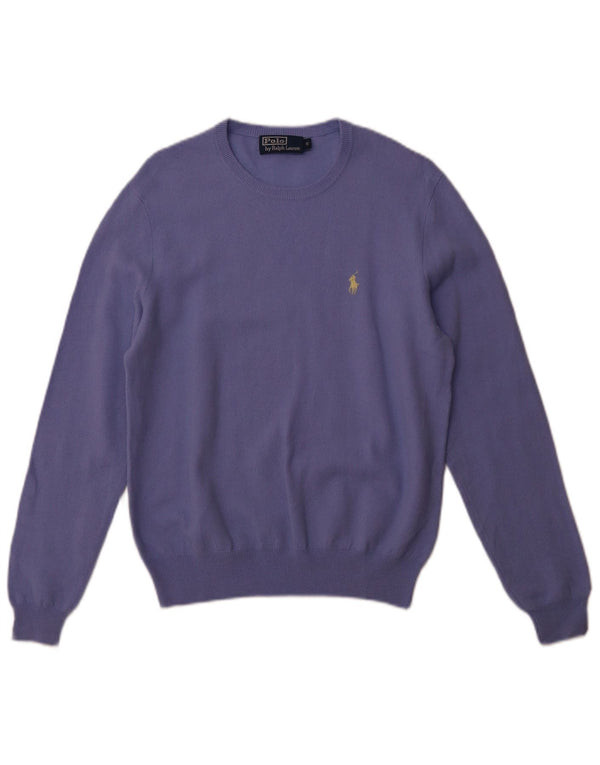 POLO RALPH LAUREN Suéter masculino com gola redonda, pequeno, roxo, lã merino