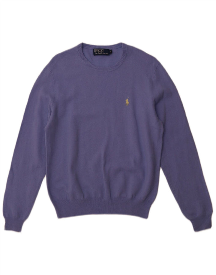 POLO RALPH LAUREN Suéter masculino com gola redonda, pequeno, roxo, lã merino
