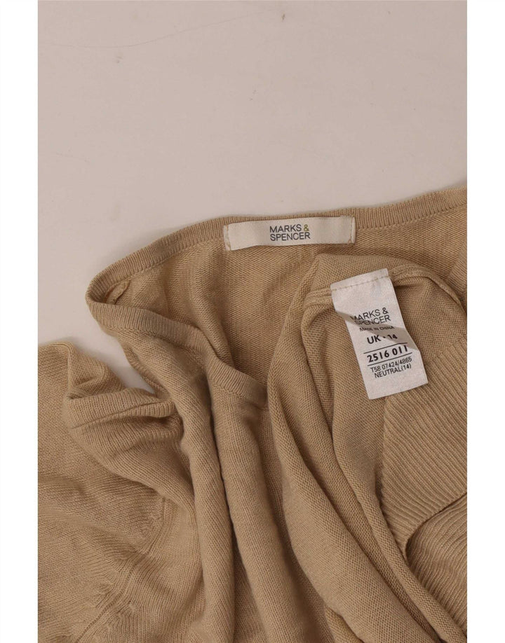Suéter cardigã feminino Marks & Spencer Reino Unido 14 grande bege acrílico