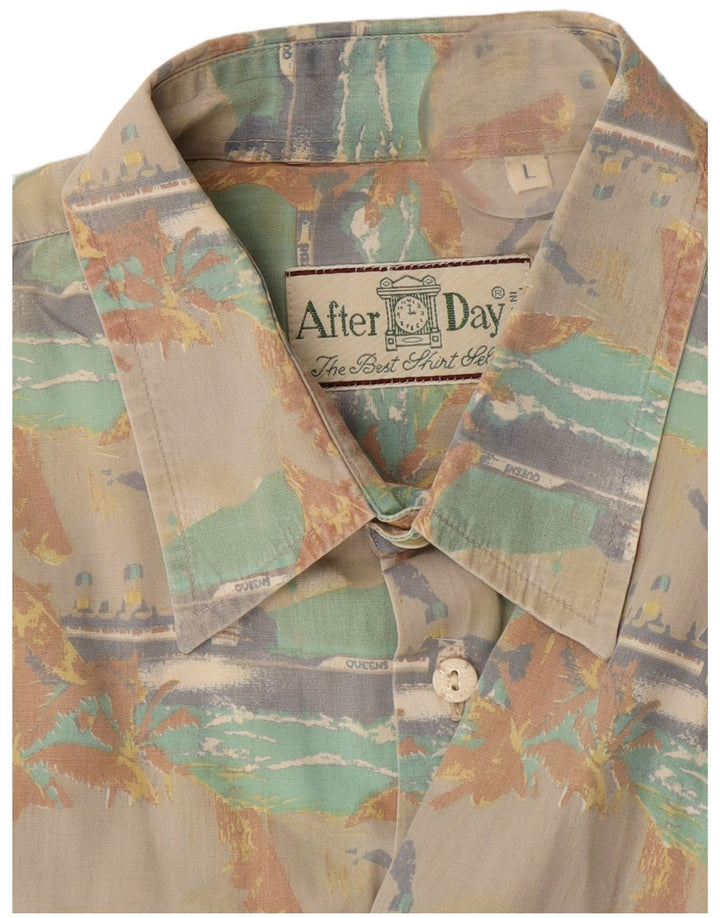 Camisa masculina vintage de manga curta grande bege