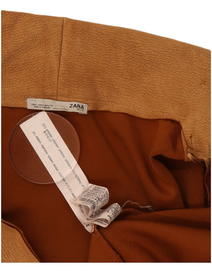Suéter cardigã feminino Zara Longline Reino Unido 16 grande poliéster marrom