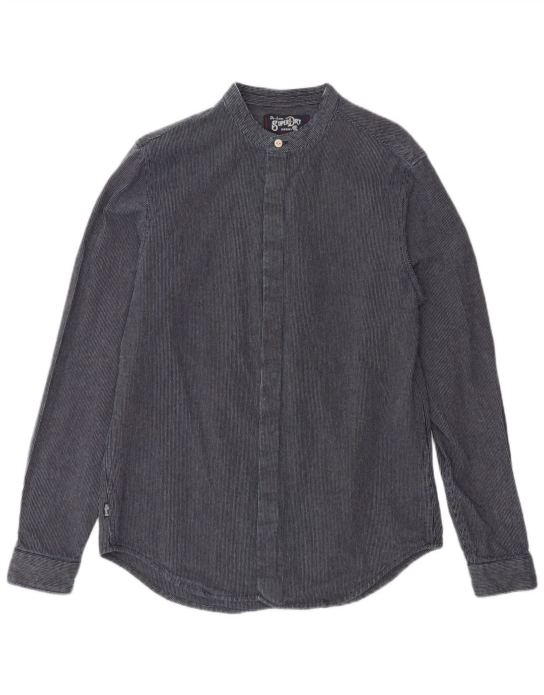 Camisa masculina Superdry média risca de giz azul marinho poliéster