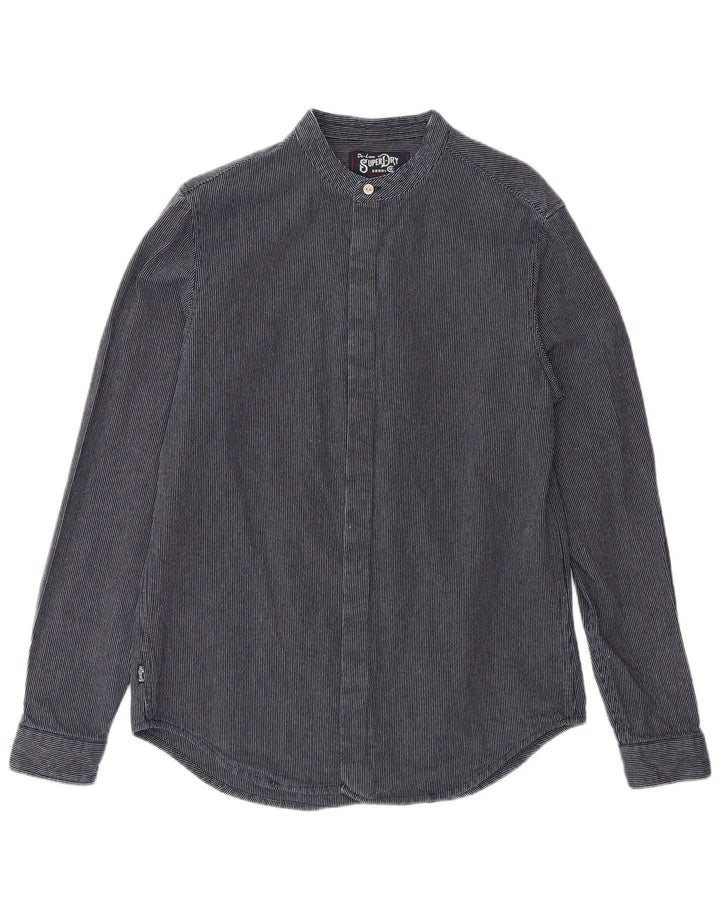 Camisa masculina Superdry média risca de giz azul marinho poliéster