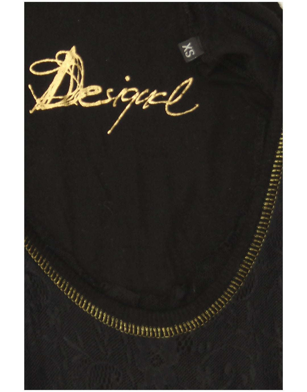 Blusa gráfica feminina Desigual Top UK 6 XS preto floral