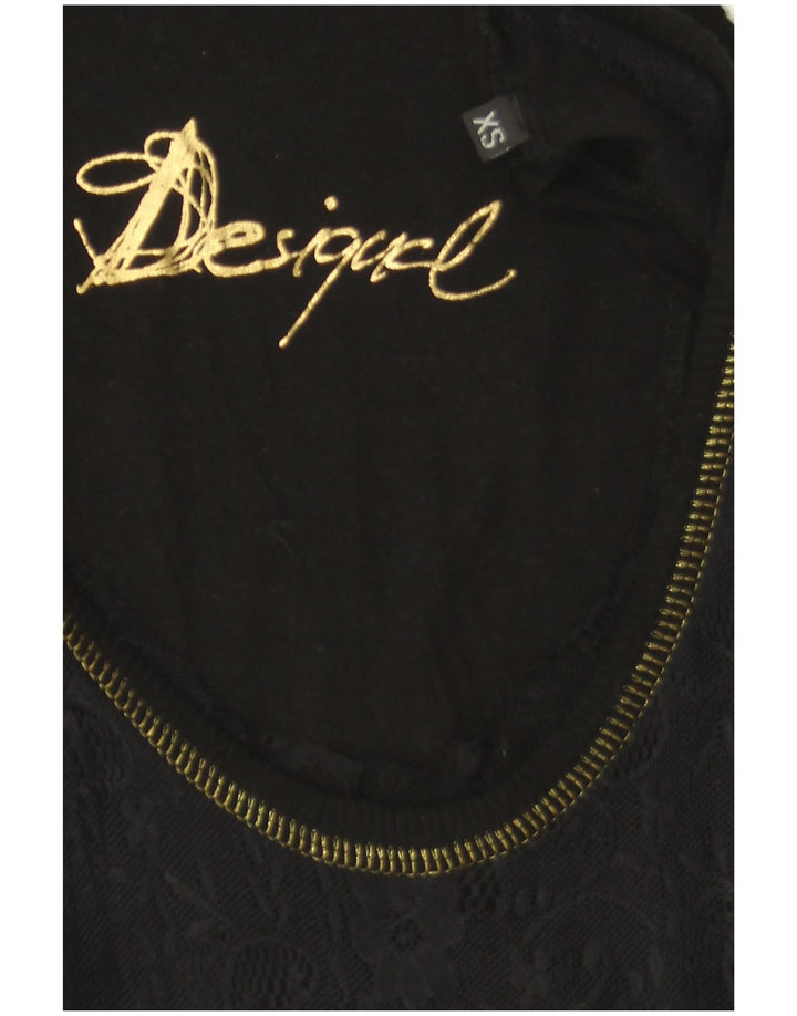 Blusa gráfica feminina Desigual Top UK 6 XS preto floral