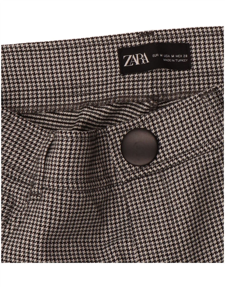 Zara Calça feminina casual justa média W28 L27 preta Houndstooth