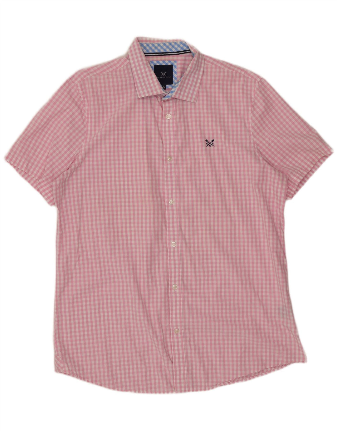 J. CREW Mens Short Sleeve Shirt XL Pink Gingham Cotton
