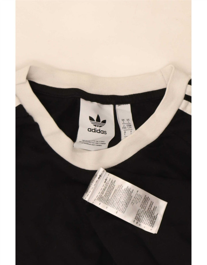 Adidas Mens Top Manga Longa Grande Algodão Preto