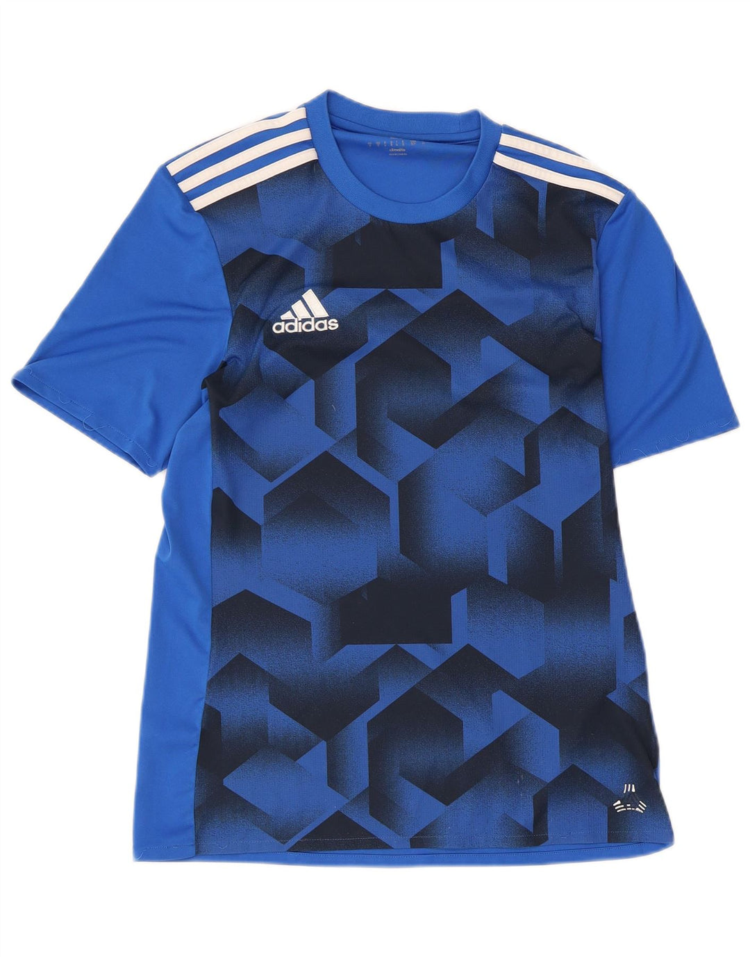 Adidas Mens Climalite Graphic Camiseta Top Pequeno Azul Geométrico Poliéster