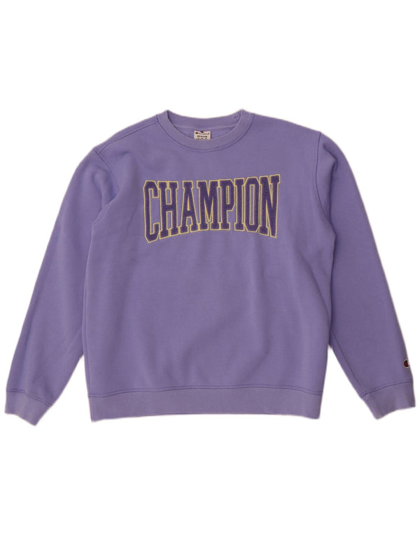 Jumper de moletom gráfico feminino Champion UK 14 algodão roxo médio