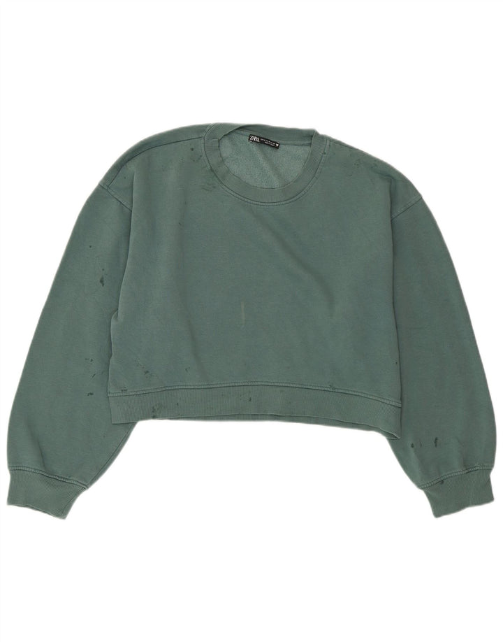 ZARA moletom feminino cropped UK 14 verde médio