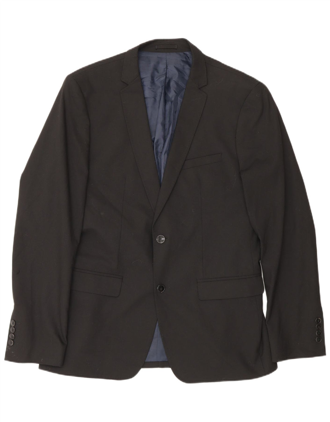 Jaqueta blazer masculina Zara com 2 botões EU 50 poliéster preto médio