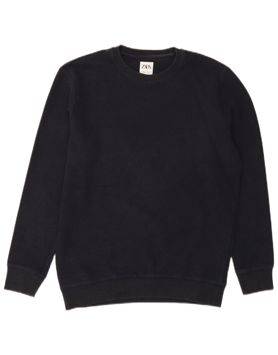 Zara Suéter masculino com gola redonda, poliéster azul marinho médio