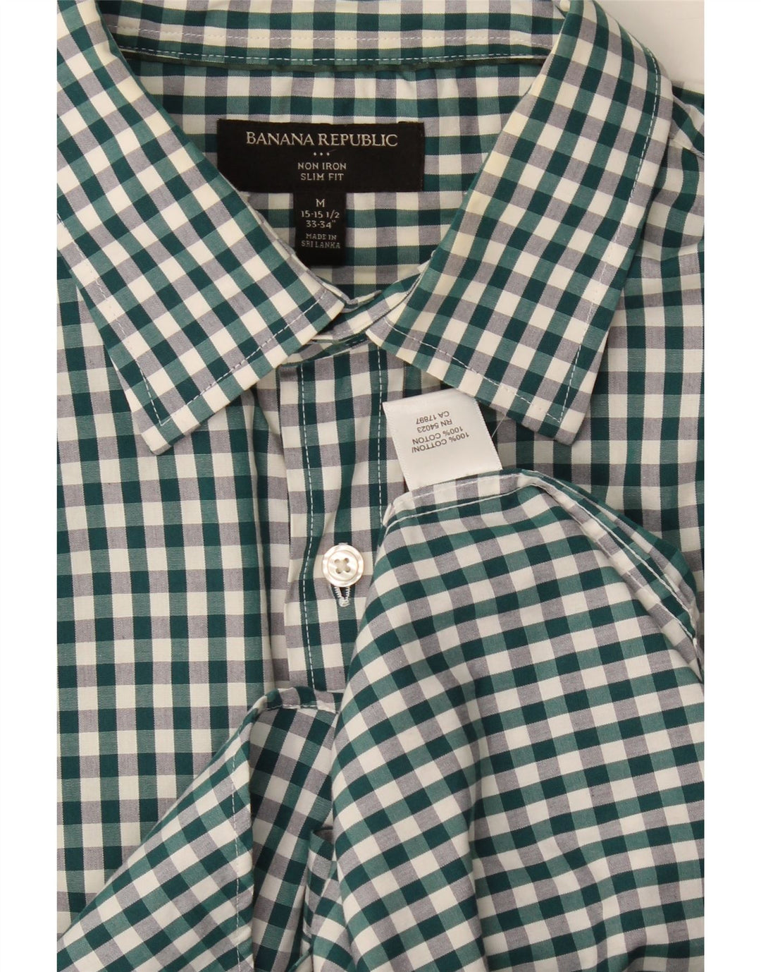 Camisa masculina Slim Fit Banana Republic tamanho 15 1/2 xadrez multicolorido médio