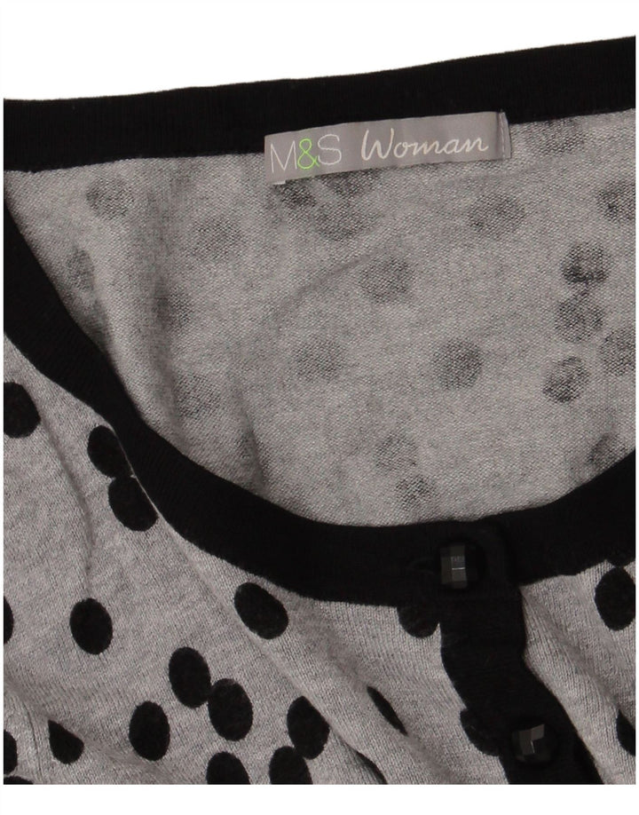 Suéter cardigã feminino Marks & Spencer Reino Unido 10 bolinhas cinza pequenas