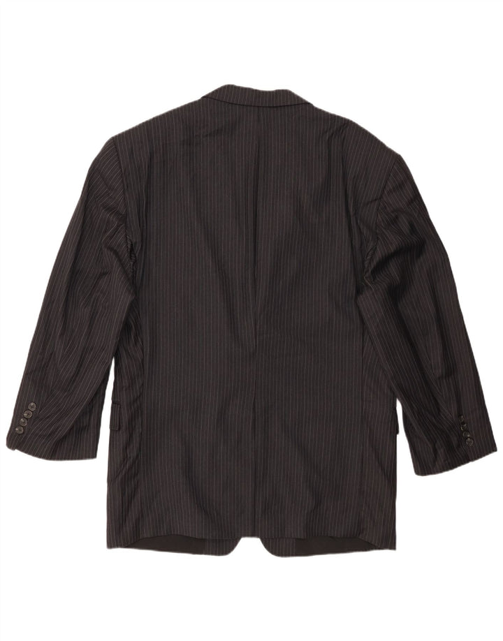 Jaqueta Blazer Masculina Ralph Lauren com 2 Botões Reino Unido 42 XL Lã Risca de Giz Preta