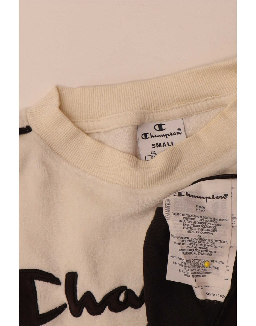 Champion feminino oversized gráfico moletom jumper UK 10 pequeno preto