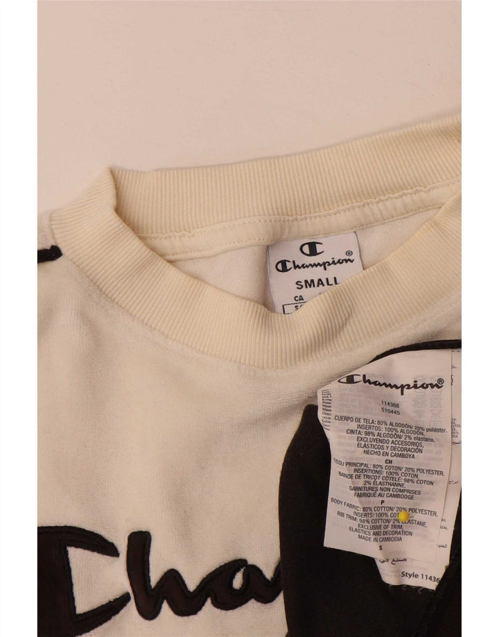Champion feminino oversized gráfico moletom jumper UK 10 pequeno preto