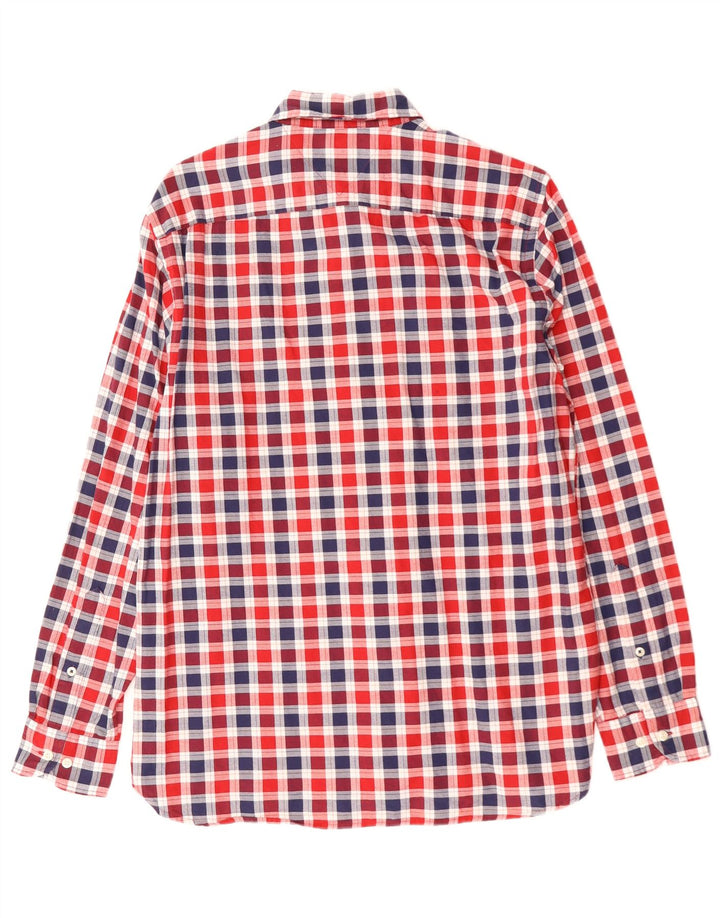Camisa masculina TOMMY HILFIGER de ajuste regular médio algodão vermelho guingão