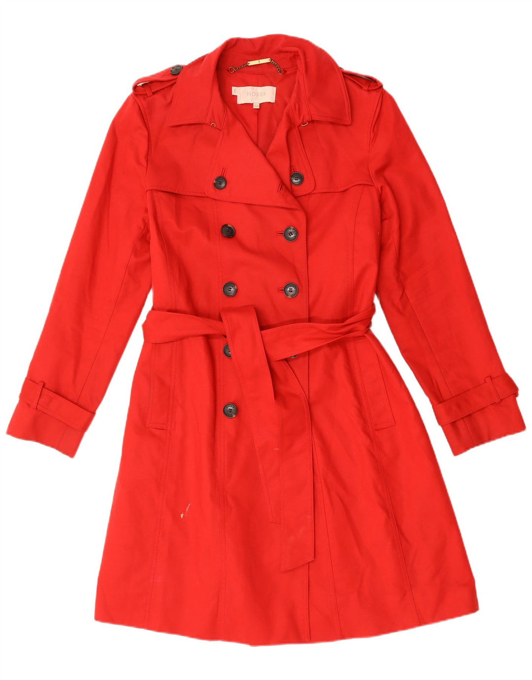 Hobbs Womens Trench Coat UK 14 Médio Algodão Vermelho