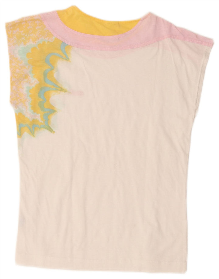 Camiseta feminina Ellesse sem mangas com estampa gráfica IT 40 pequena branca retrô