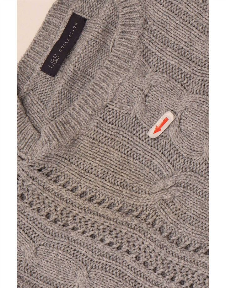 Suéter feminino Marks & Spencer grande com gola redonda Reino Unido 14 grande cinza