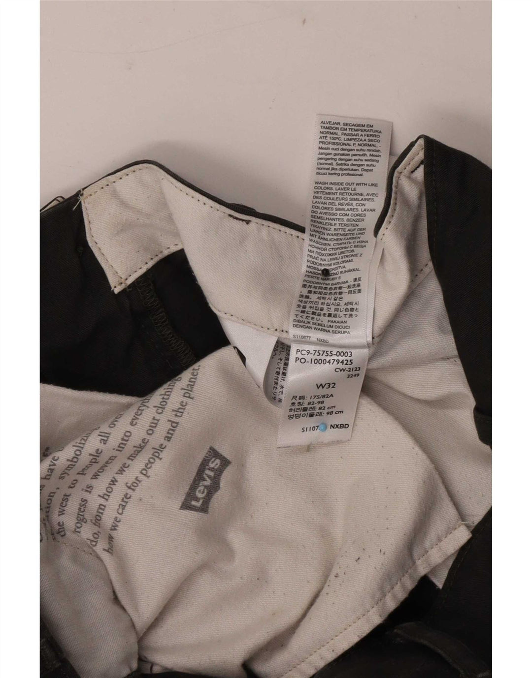 Calça cargo masculina Levi's média W32 L29 algodão cáqui